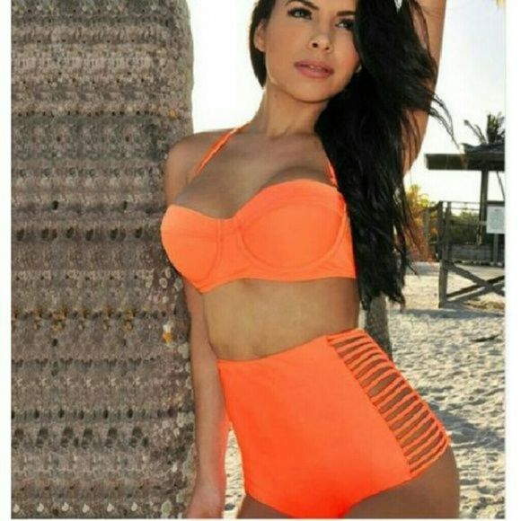 Vintage High Waist Bikini Set Conservative Swimsui - Picture 2 of 5